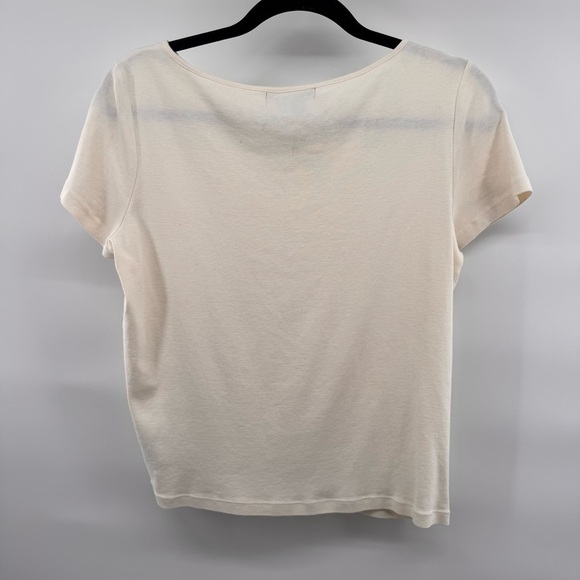 Lauren Ralph Lauren Medium Crocheted Cotton White Cream Tshirt - Picture 5 of 7